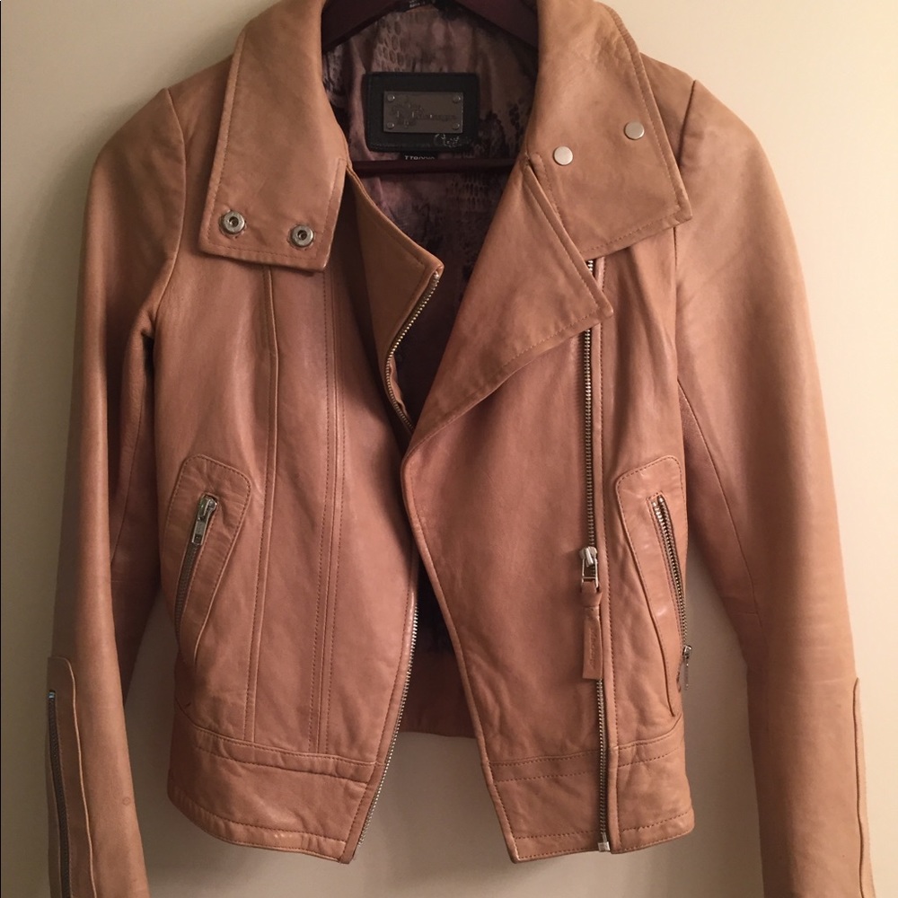 Mackage Kenya tan leather jacket from Aritzia
